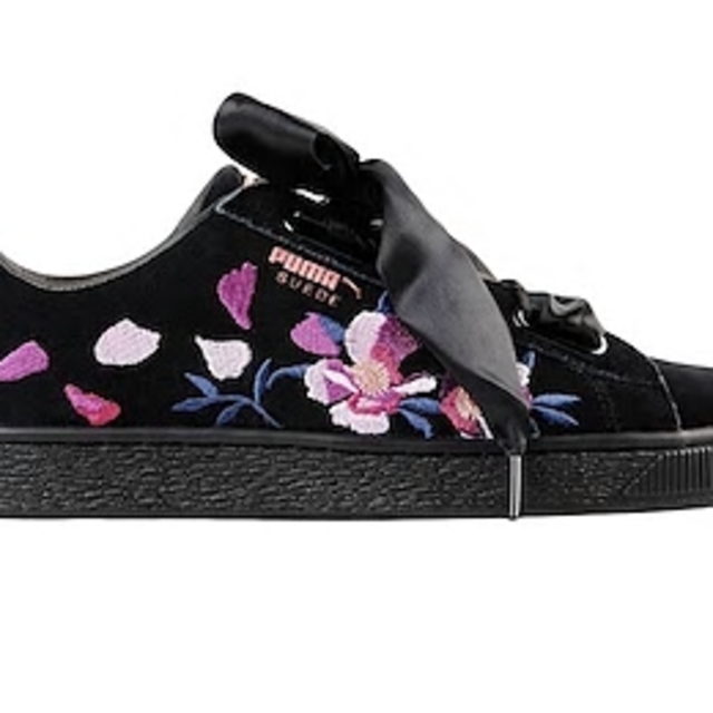 【PUMA】リボン　スニーカー　ブラック　花柄