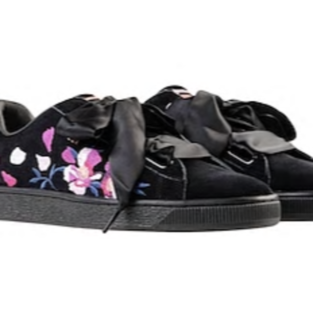 ★ゆな★PUMA Basket ブラックリボンスニーカー Amazon.co.jp: PUMA レディース Vikky プラットフォーム リボン