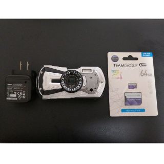 リコー(RICOH)の（中古）RICOH WG-40Wホワイト　未使用マイクロSDカード付(コンパクトデジタルカメラ)