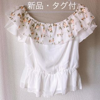 ユメテンボウ(夢展望)の【夢展望】お花刺繍チュールトップス(シャツ/ブラウス(半袖/袖なし))