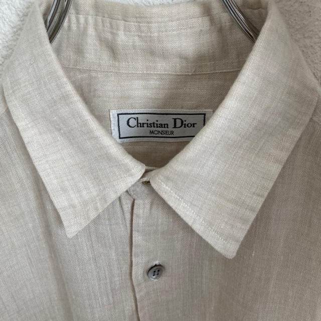 Christian Dior - ビンテージ dior 麻 長袖シャツ ボタンシャツ リネン