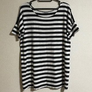 ジーユー(GU)の【再値下げ】GU  薄手Tシャツ  ボーダー  ホワイト×ブラック  Mサイズ(Tシャツ(半袖/袖なし))