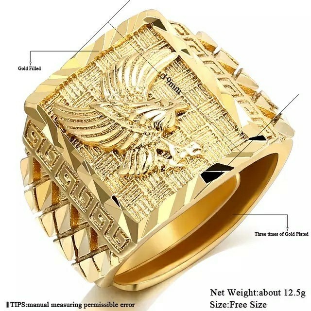 フリーサイズ　鳳凰　指輪　リング　ゴールド メンズのアクセサリー(リング(指輪))の商品写真