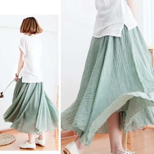 【はる様専用】綿麻ロングスカート(白) レディースのスカート(ロングスカート)の商品写真