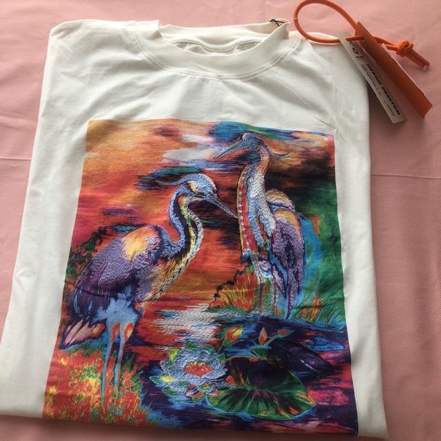 新品！HERON PRESTON ホワイト刺繍Tシャツ L メンズのトップス(Tシャツ/カットソー(半袖/袖なし))の商品写真