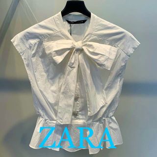 ザラ(ZARA)のZARA 新品未使用　リボンブラウス🎀💕(シャツ/ブラウス(半袖/袖なし))