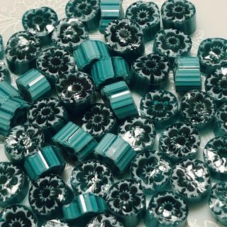 【専用】ミルフィオリ 100g  Teal Green  7〜8mm T60(各種パーツ)