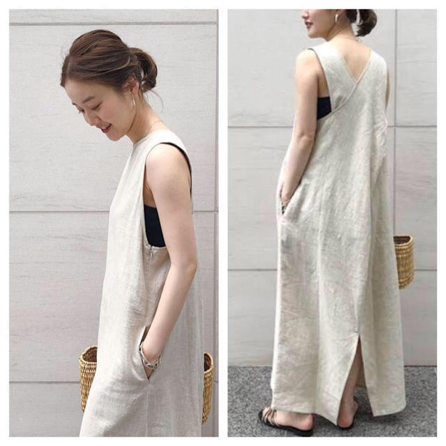 IENA(イエナ)のミッシングユーオールレディ　LINEN BACK CROSS ワンピース レディースのワンピース(ロングワンピース/マキシワンピース)の商品写真