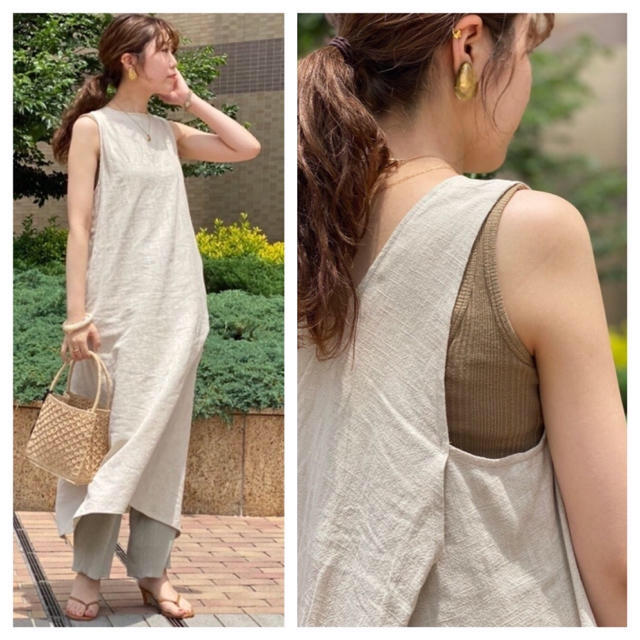 IENA(イエナ)のミッシングユーオールレディ　LINEN BACK CROSS ワンピース レディースのワンピース(ロングワンピース/マキシワンピース)の商品写真