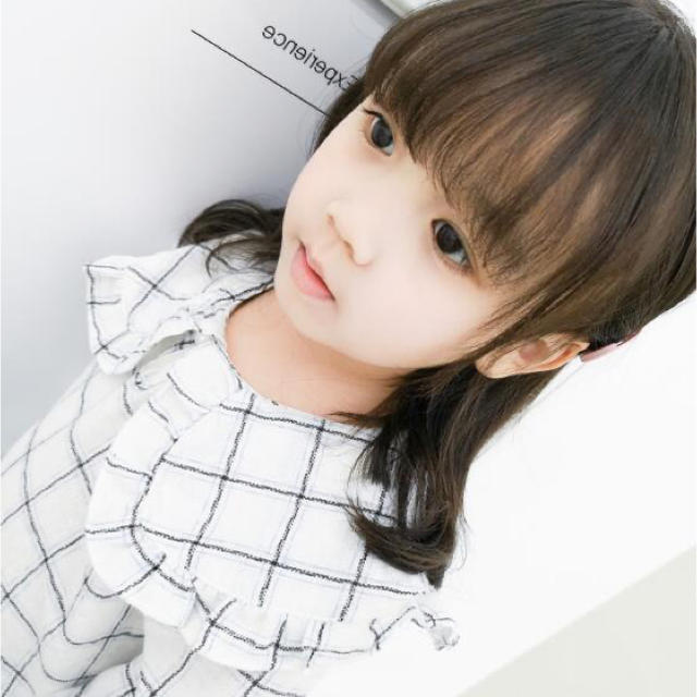 チェック ブラウス フリル トップス　韓国子ども服 キッズ/ベビー/マタニティのキッズ服女の子用(90cm~)(ブラウス)の商品写真