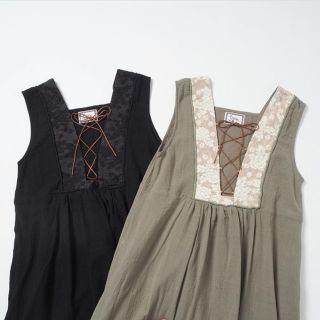 クリスプ(Crisp)のCrisp lace long tiered onepiese khaki(ロングワンピース/マキシワンピース)