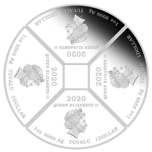 2020 ツバル　干支：子年 4分円銀貨セット　計4オンス　プルーフ　新品未使用 エンタメ/ホビーの美術品/アンティーク(貨幣)の商品写真