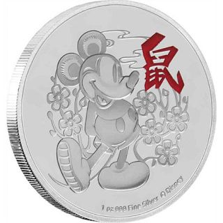 2020 ニウエ　ディズニ干支：子年 銀貨　1オンス　プルーフ 新品未使用(貨幣)