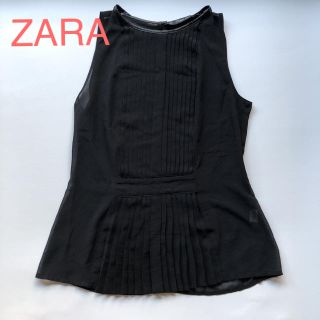 ザラ(ZARA)の値下げ★ZARA ザラ  シースルーノースリーブ　ブラック(カットソー(半袖/袖なし))