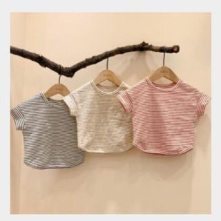 ザラキッズ(ZARA KIDS)の新品ベージュボーダーTシャツ(Tシャツ/カットソー)