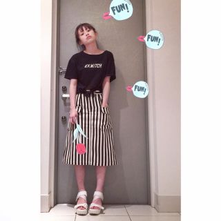 マウジー(moussy)のStripe A Line SK ストライプAラインスカート(ひざ丈スカート)