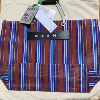 マルニ(Marni)のMARNI マルニ フラワーカフェ ストライプバッグ ブラウン (トートバッグ)