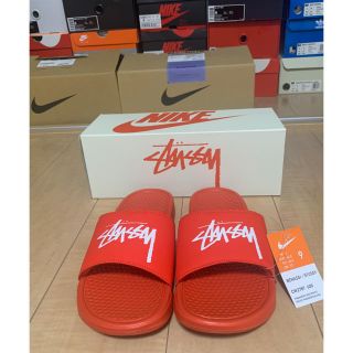 ナイキ(NIKE)のSTUSSY × NIKE BENASSI 27cm  RED(サンダル)