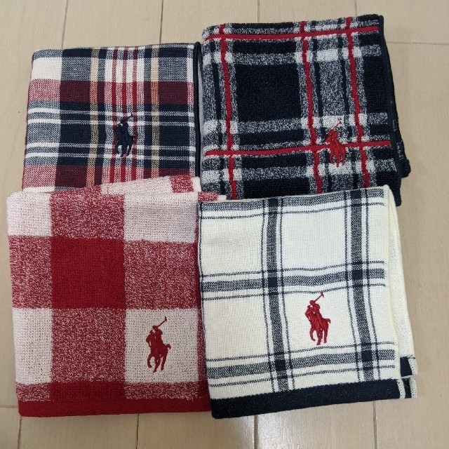 POLO RALPH LAUREN(ポロラルフローレン)の新品未使用 ラルフローレン タオルハンカチ 4枚 レディースのファッション小物(ハンカチ)の商品写真