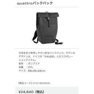 【新品】Audi quattro バックパック（ブラック）