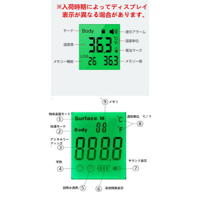 【新品未使用】非接触 赤外線温度計　デジタル　電池2本付き スマホ/家電/カメラの美容/健康(その他)の商品写真