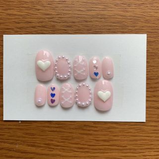 ☆ネイルチップ ショートオーバル ワンカラー ハート☆ コスメ/美容のネイル(つけ爪/ネイルチップ)の商品写真