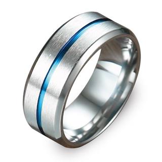 指輪 メンズ リング ステンレス ブルー センターライン シンプル 重厚(リング(指輪))