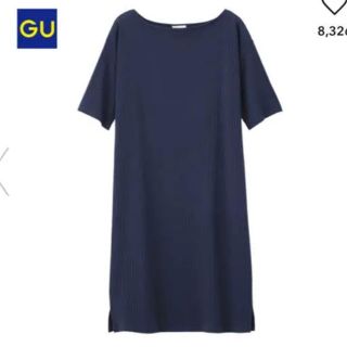 ジーユー(GU)のGU  ロングTシャツ  ブラック(ひざ丈ワンピース)