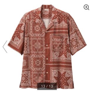 ジーユー(GU)の新品未使用 GU オープンカラーシャツ(5分袖)(バンダナ)(Tシャツ/カットソー(半袖/袖なし))