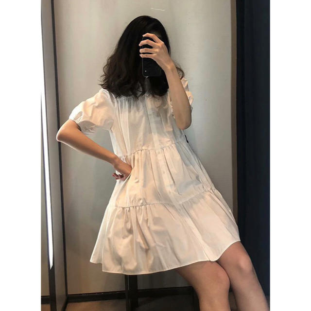 ZARA(ザラ)のフロントボタン ワンピース フレアーワンピース シャツワンピース GU ZARA レディースのワンピース(ミニワンピース)の商品写真