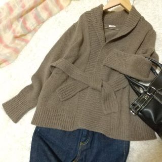 ドレステリア(DRESSTERIOR)のずんどこ様【美品】ドレステリア　ベルト付カシミヤカーディガン　ブラウン(カーディガン)