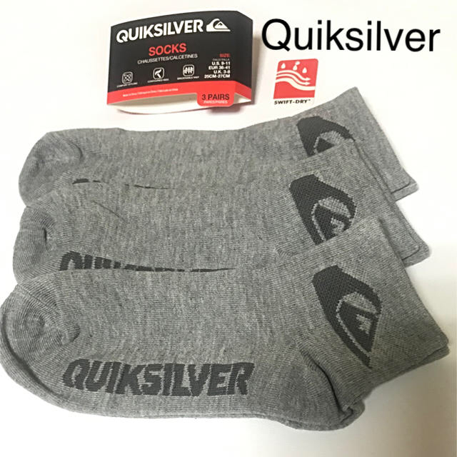 QUIKSILVER(クイックシルバー)の■新品■ Quiksilver/クイックシルバー■ソックス、白グレー、3P メンズのレッグウェア(ソックス)の商品写真