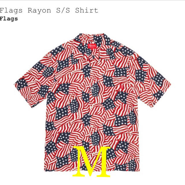 supreme Flags Rayon S/S Shirt M 星条旗 赤