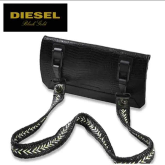 DIESEL(ディーゼル)のディーゼル ブラックゴールド 牛革クロコ型押し2wayショルダーバッグ クラッチ レディースのバッグ(ショルダーバッグ)の商品写真