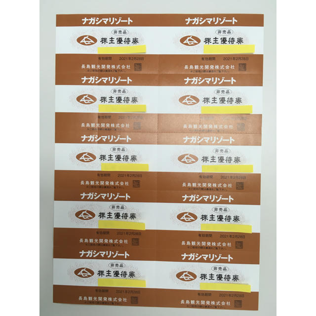 ナガシマリゾート　株主優待券20枚 チケットの施設利用券(遊園地/テーマパーク)の商品写真