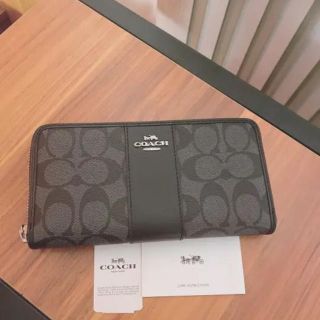 コーチ(COACH)の新品　COACH　長財布　シグネチャー　ブラック　グレー(長財布)