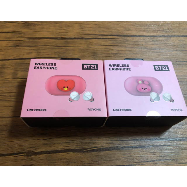 防弾少年団(BTS)(ボウダンショウネンダン)のBT21 Bluetooth イヤホン 正規品2点(COOKY・TATA) 韓国 スマホ/家電/カメラのオーディオ機器(ヘッドフォン/イヤフォン)の商品写真