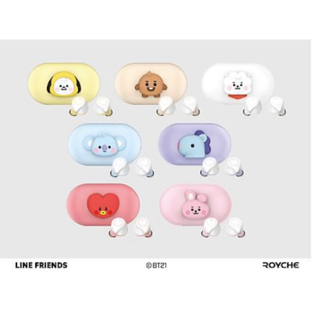 防弾少年団(BTS)(ボウダンショウネンダン)のBT21 Bluetooth イヤホン 正規品2点(COOKY・TATA) 韓国 スマホ/家電/カメラのオーディオ機器(ヘッドフォン/イヤフォン)の商品写真