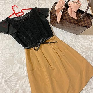 アプワイザーリッシェ(Apuweiser-riche)の【アプワイザーリッシェ】♡ 大人上品な切替えワンピース♡ 美品(ひざ丈ワンピース)