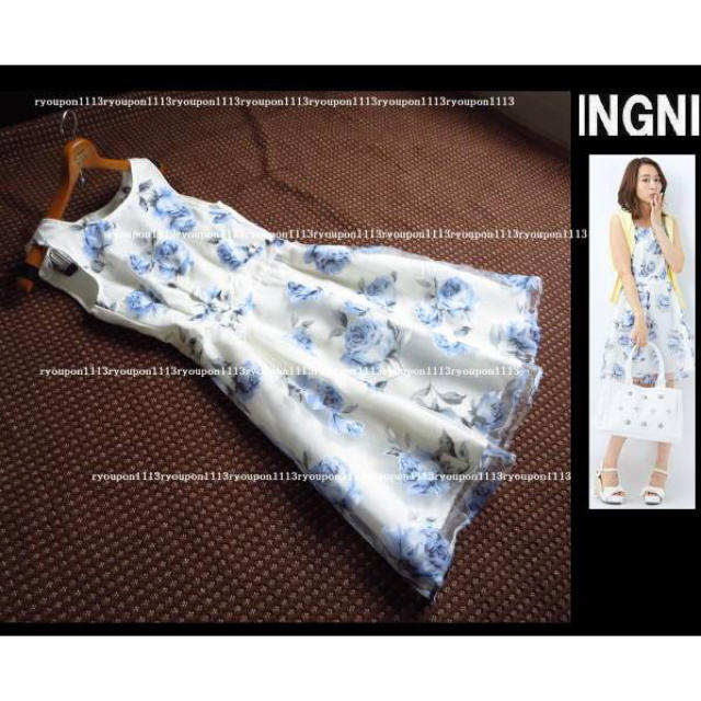 INGNI(イング)の新品INGNI花柄オーガンジーF＆FOP レディースのワンピース(ひざ丈ワンピース)の商品写真