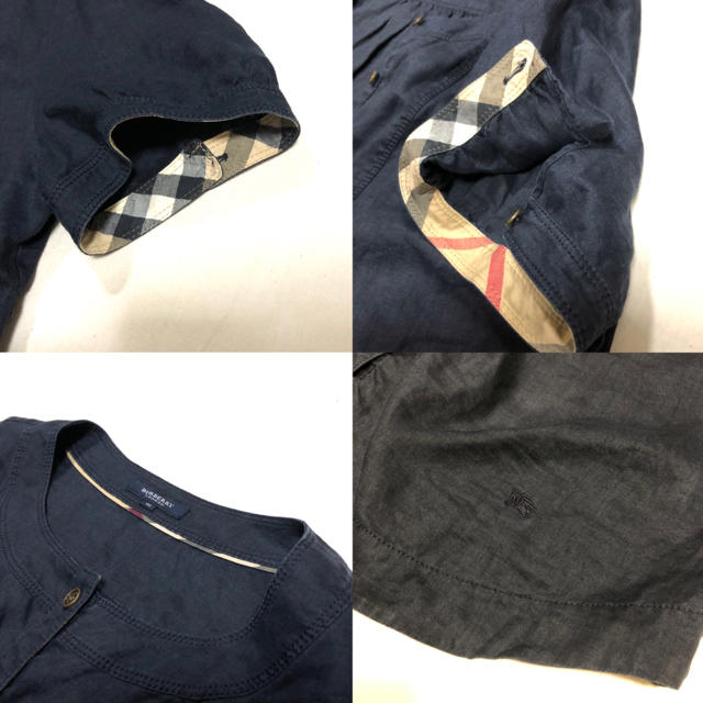 BURBERRY(バーバリー)のmikoko様専用 バーバリー　ノバチェック　ノーカラー　シャツ レディースのトップス(シャツ/ブラウス(半袖/袖なし))の商品写真