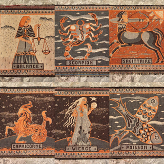 星座　ギリシャ神話　フランス語　インテリア　織物　12枚セット