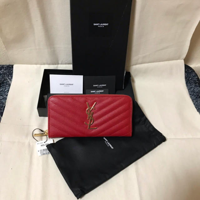 新品 サンローランパリ 長財布 SAINT LAURENT PARIS  レッド