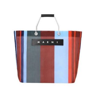 マルニ(Marni)のMARNI マルニ フラワーカフェ ストライプバッグ ラッカーレッド(トートバッグ)