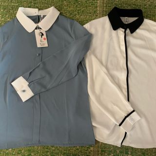 美品　オフィスシフォンブラウス　シャツ　XL(シャツ/ブラウス(長袖/七分))