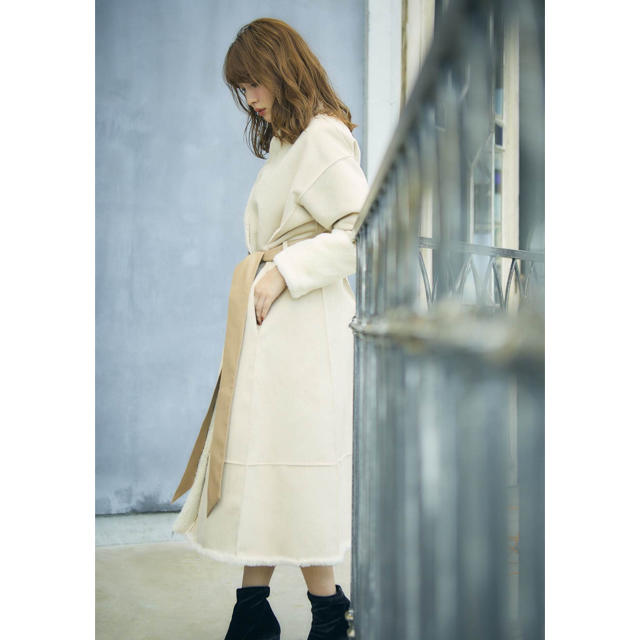 Reversible Faux Shearling Dress Coat レディースのジャケット/アウター(ロングコート)の商品写真