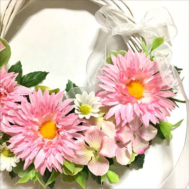 ブルーガーベラ×薔薇のナチュラルリース♡フラワーリース