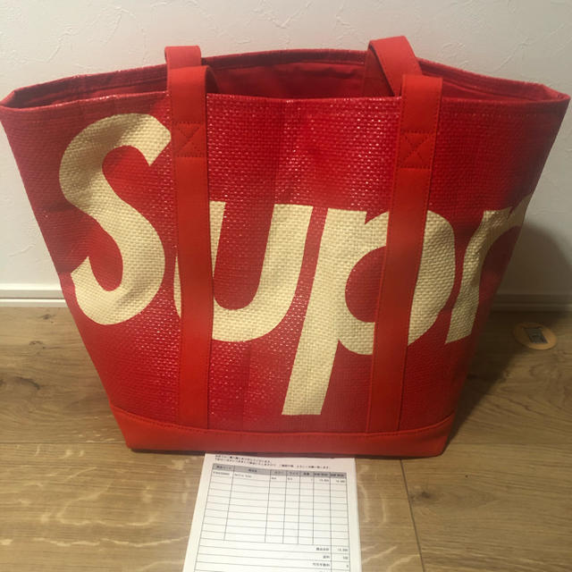 【新品】Supreme Raffia Tote Red