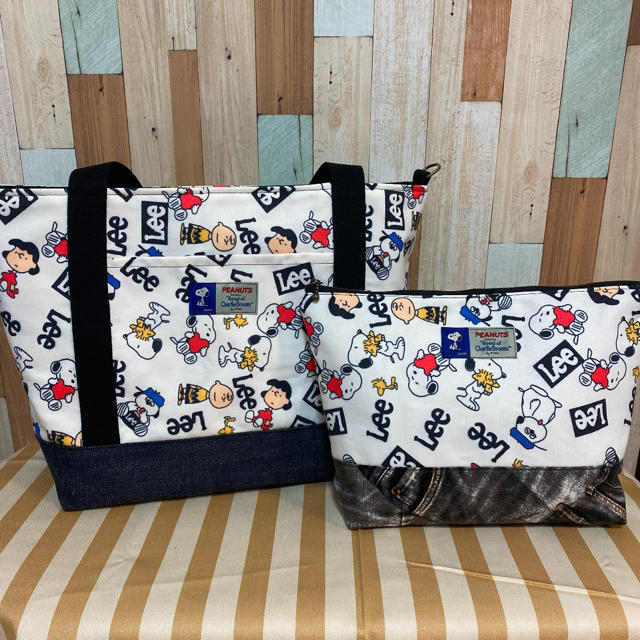 スヌーピー⭐️マザーズバッグ&ビックポーチ　ハンドメイド　バッグ　かばん