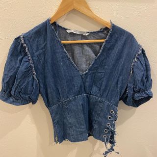 ザラ(ZARA)のZARA デニム　トップス(カットソー(半袖/袖なし))